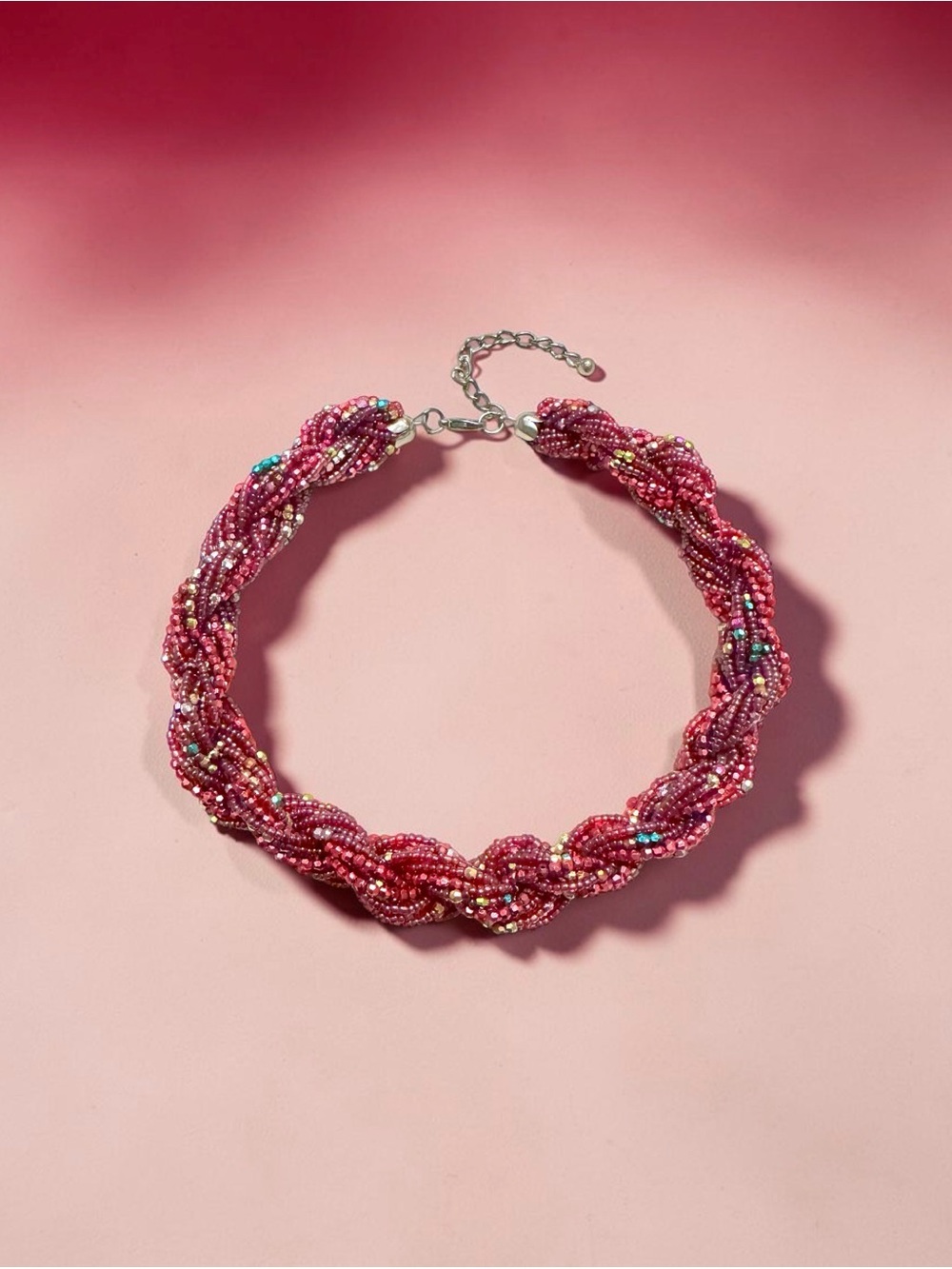 Vintage Fuchsia Pomegranate Beaded Choker Necklace